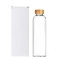 China Alibaba Supplier portable bamboo lids clear glass water bottle with sleeve